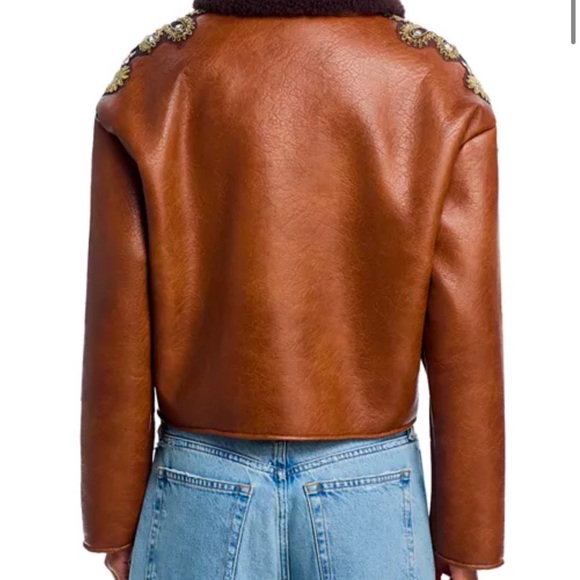 MOTHER The Mean Machine Jacket Brown Embellished Leather Jacket - Picture 6 of 16